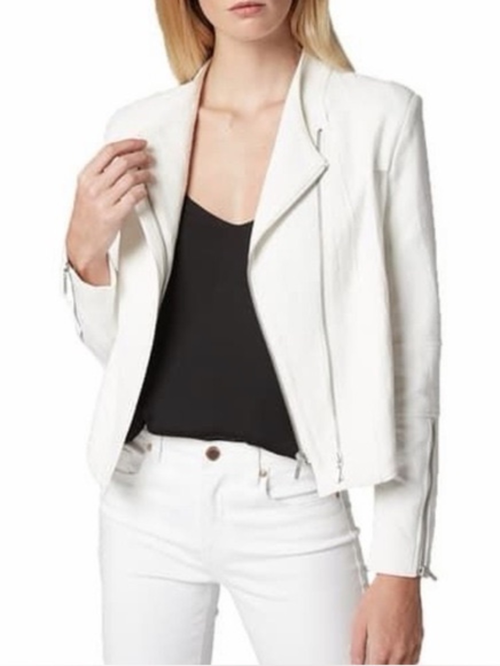 Blank NYC White Asymmetric Zip Moto Jacket
